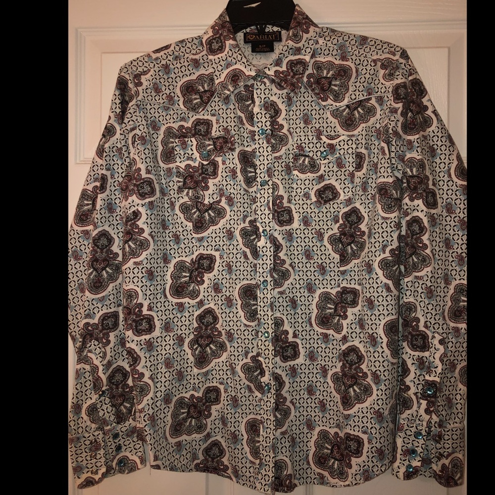 Ariat paisley turquoise detailed western shirt